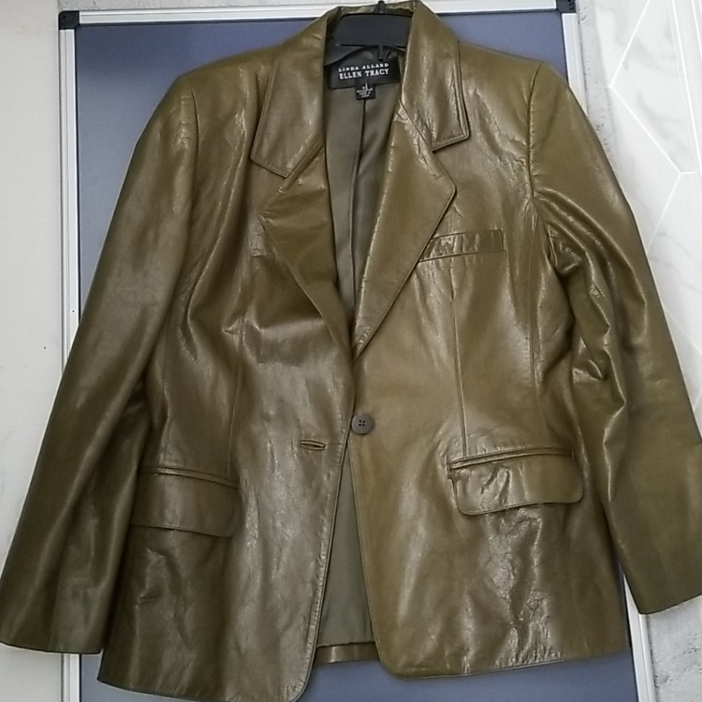 Vintage Linda Allard Ellen Tracy leather blazer